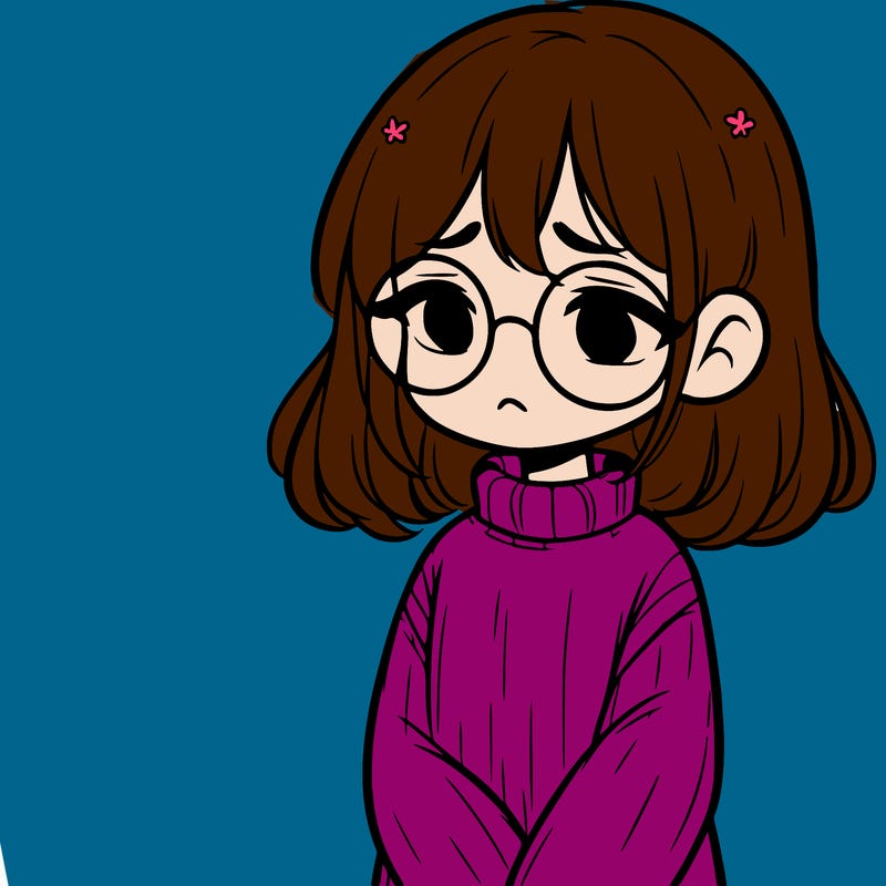 sad girl with glasses in a sweater