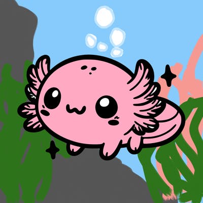 cute easy baby axolotl