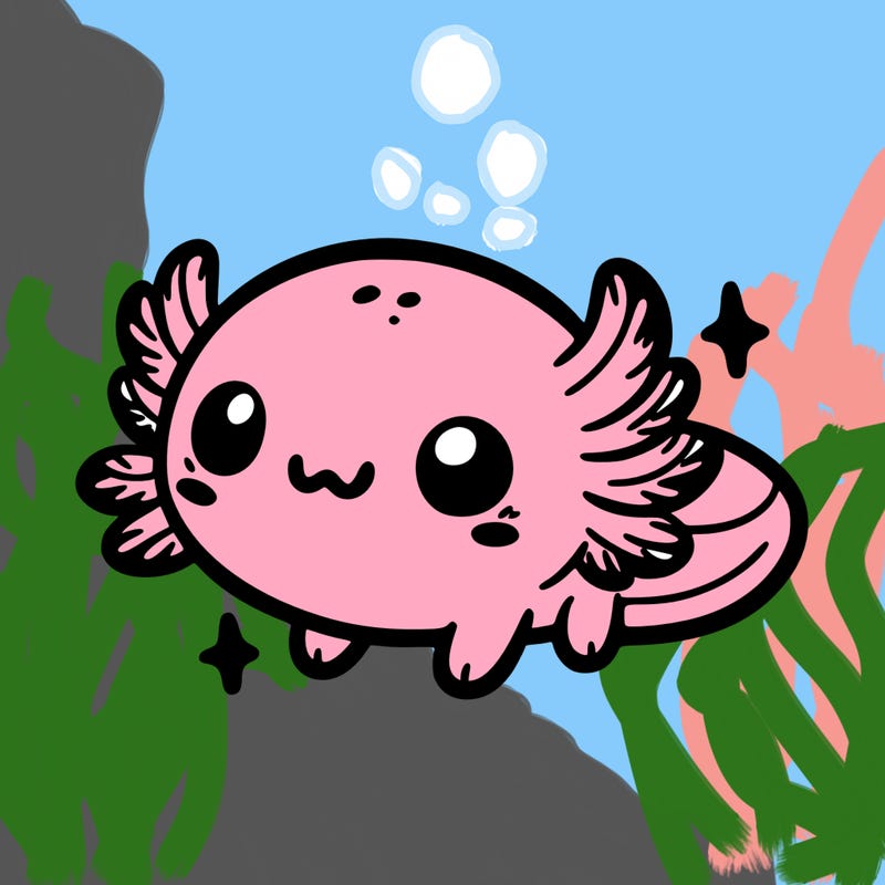 cute easy baby axolotl