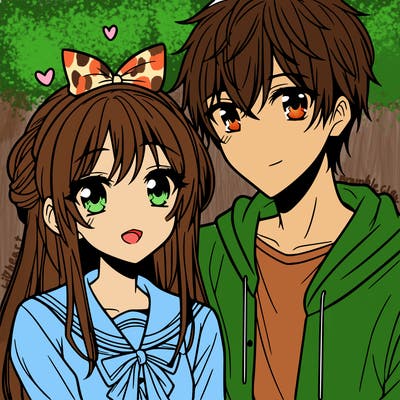 anime girl and a boy in love