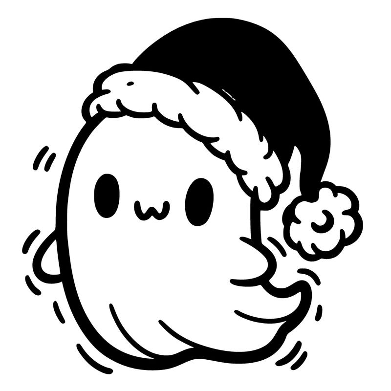 ghost with a christmas hat
