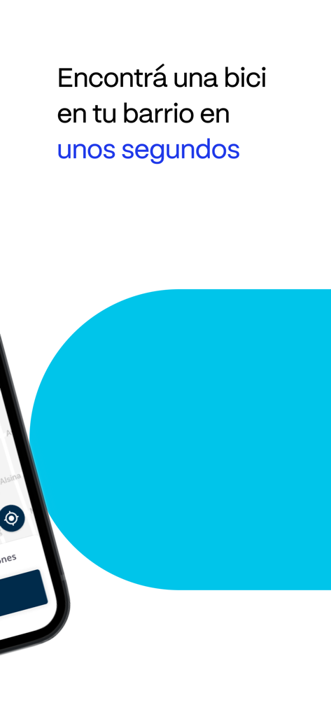 BA Ecobici por Tembici - Interfaz de la app BA Ecobici con texto sobre cómo encontrar una bicicleta en tu barrio