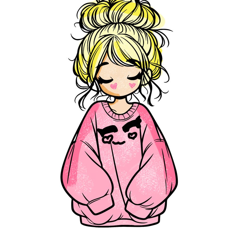 girl with baggy sweatshirt and messy bun