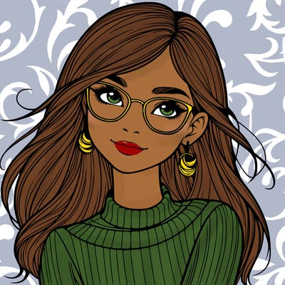 realistic girl with glasses