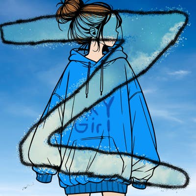 realistic girl with a oversized sweatshirt on and a bun