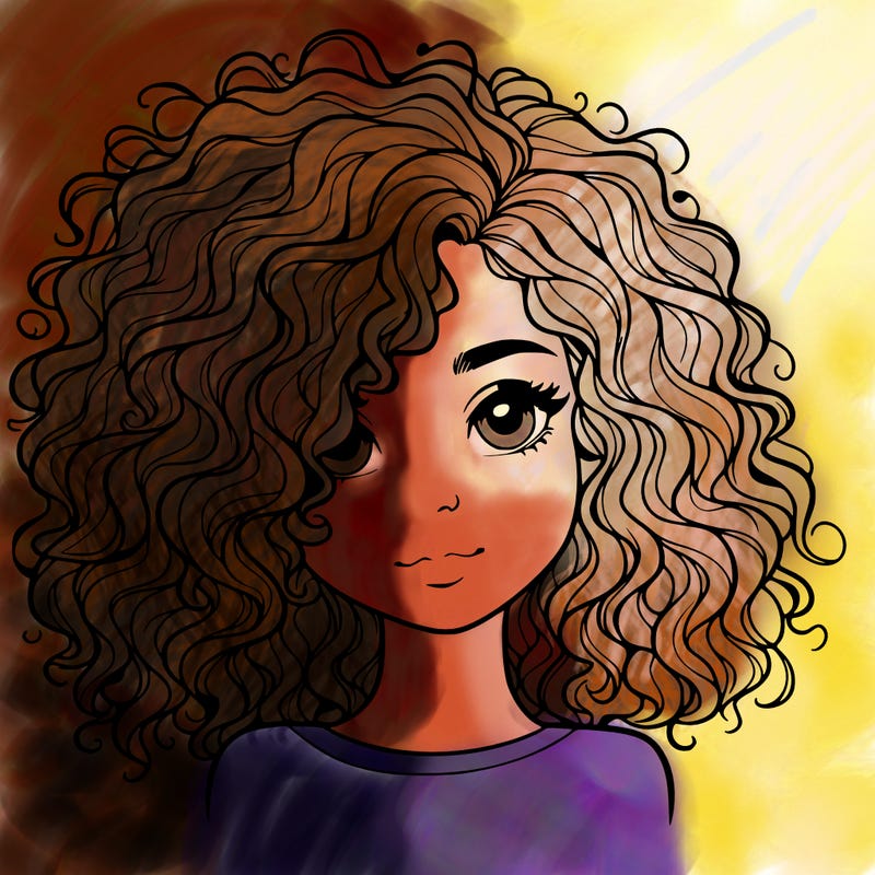 realistic girl with curly hair