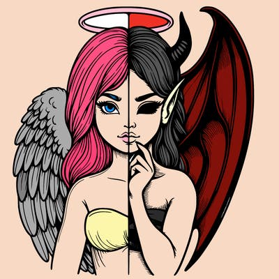 realistic angel half demon