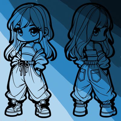 girl in crop top and baggy pants