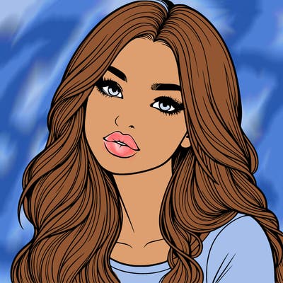 realistic girl with hair on her hair and lips