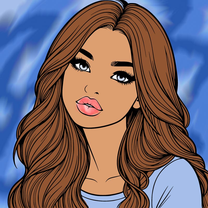 realistic girl with hair on her hair and lips