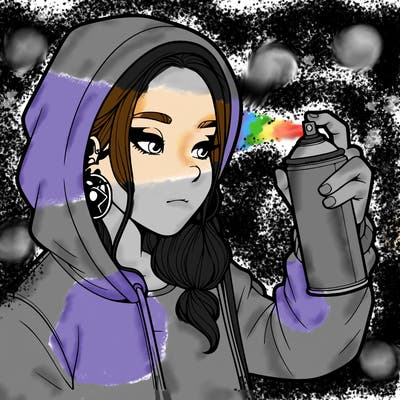 a realistic girl, spray painting