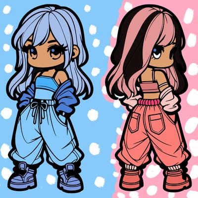 girl in crop top and baggy pants