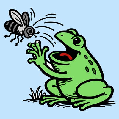 frog catching a fly