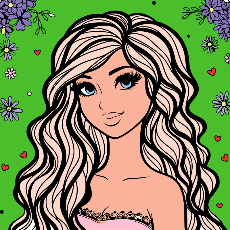 pretty woman with long wavy hair