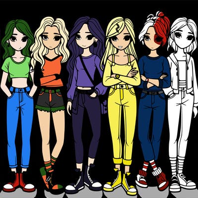 a group of teenage girls in a line