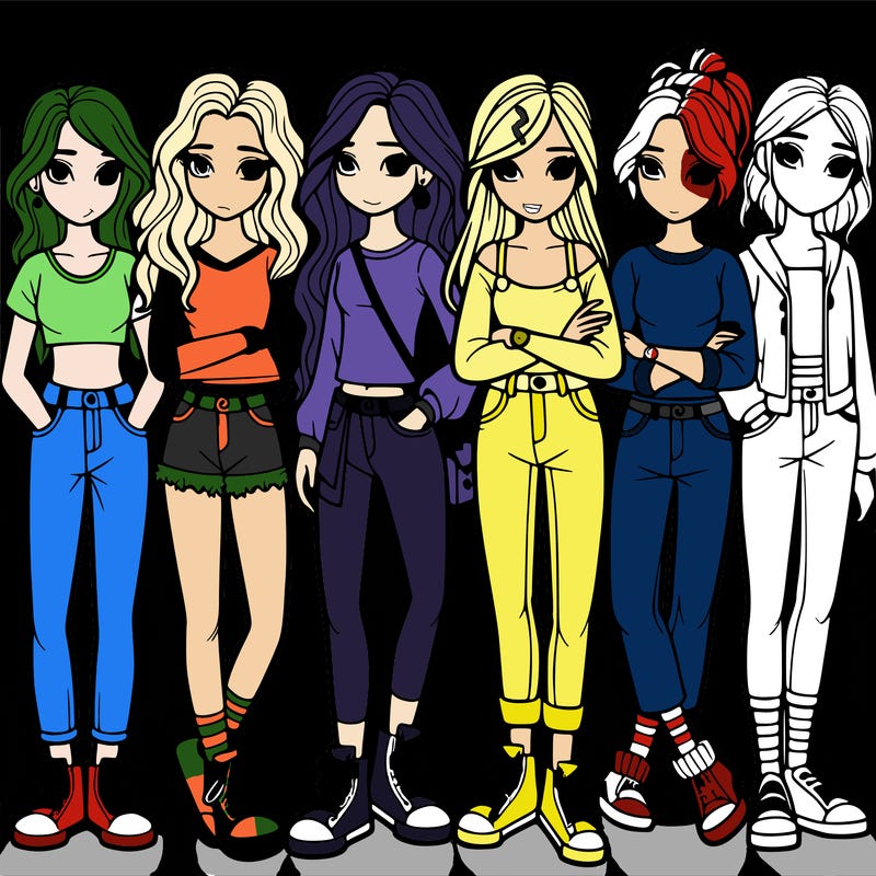 a group of teenage girls in a line