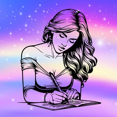 realistic female writing poetry