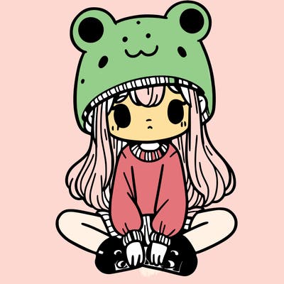 a girl wearing a frog hat and some frog socks