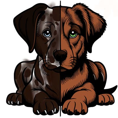 realistic dog split picture