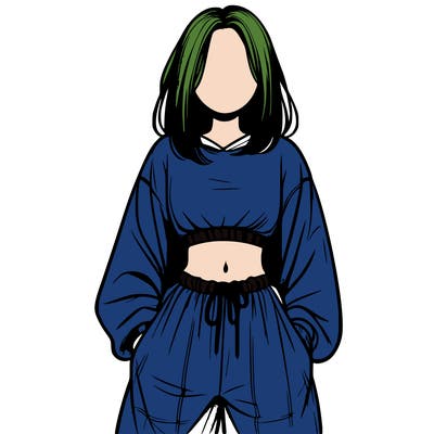 realistic girl faceless with baggy pants and a crop top