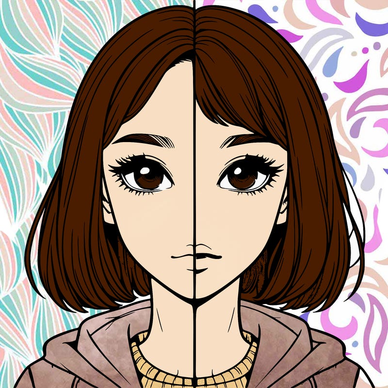 split realistic girl