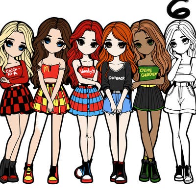 a group of girls realistic
