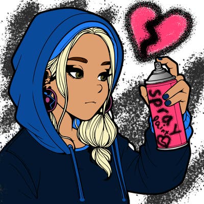 a realistic girl, spray painting