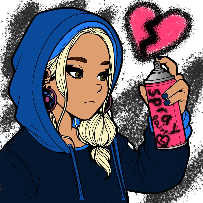 a realistic girl, spray painting