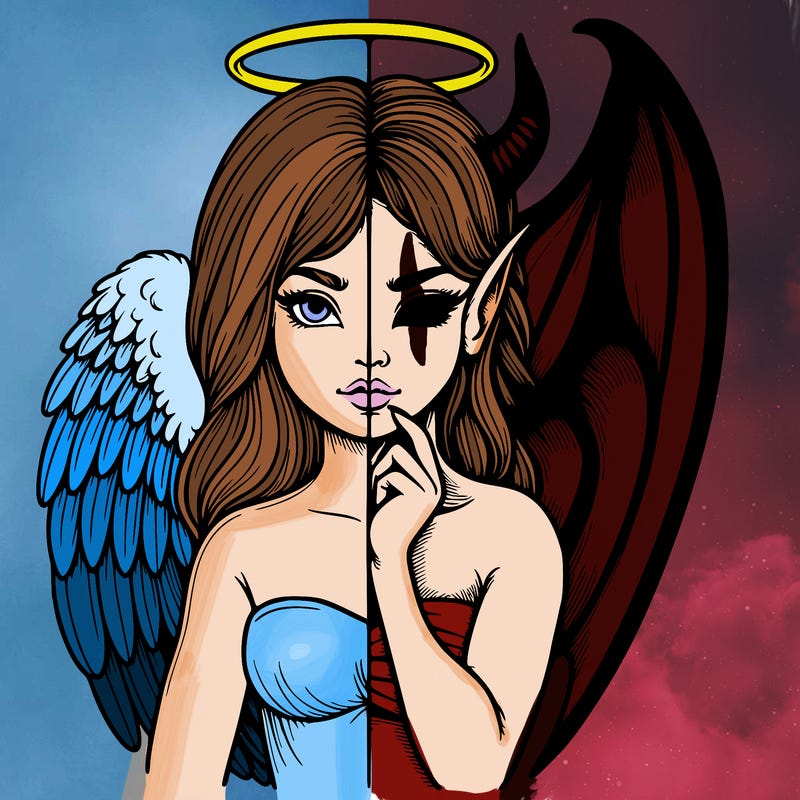 realistic angel half demon