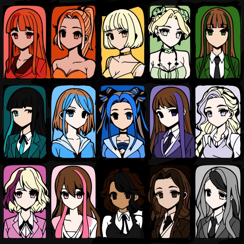 girls that look diffrent anime