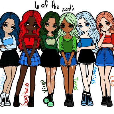 a group of girls realistic