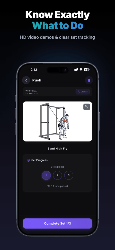 ProCoach: Fitness Coaching App - ProCoach app interface displaying an exercise video demo and workout set tracking