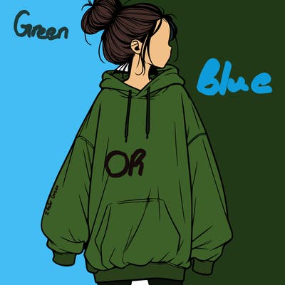 realistic girl with a oversized sweatshirt on and a bun