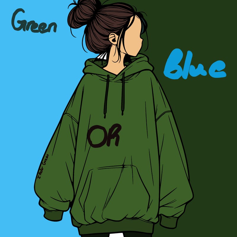 realistic girl with a oversized sweatshirt on and a bun