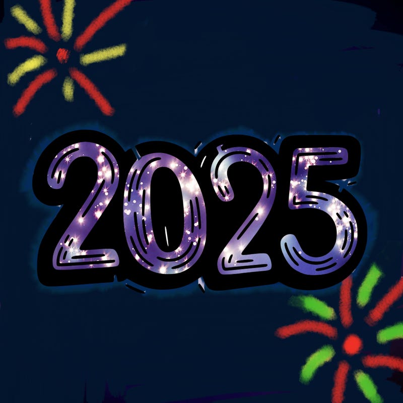 one line scrawled numbers sketch design “2025”