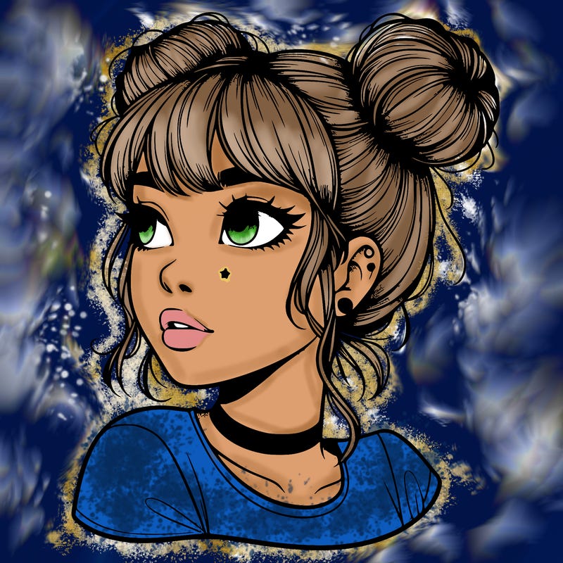 realistic girl with spacebuns