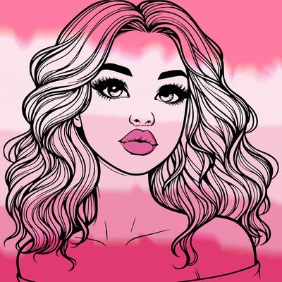 realistic girl with wavy hair and lips