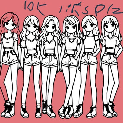 a group of girls wearing crop tops and shorts