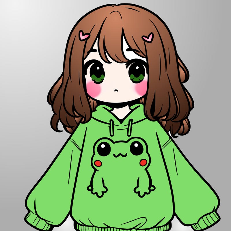 girl wearing frogging sweatshirt