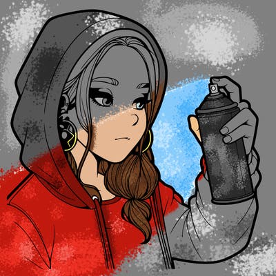 a realistic girl, spray painting