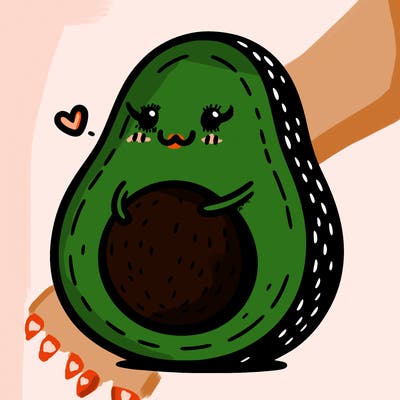 an avocado hugging an avocado