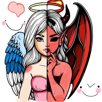 realistic angel half demon