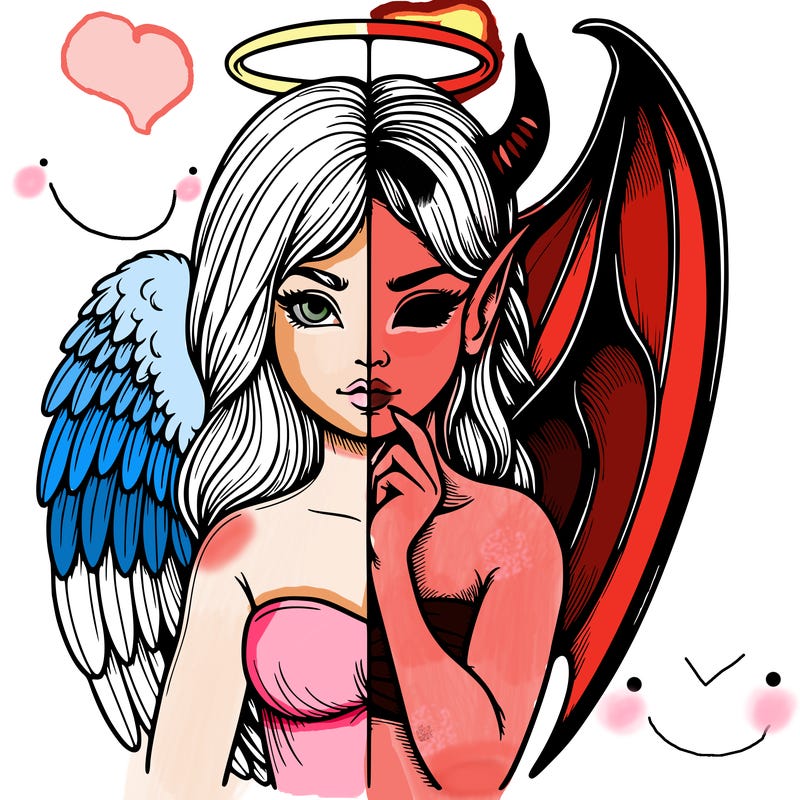 realistic angel half demon