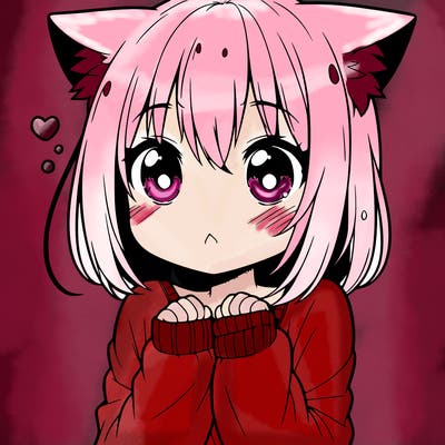shy anime catgirl