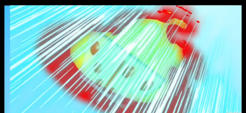 Destructive domino smack down move with electrifying visual effects