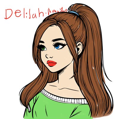 realistic girl with a high ponytail