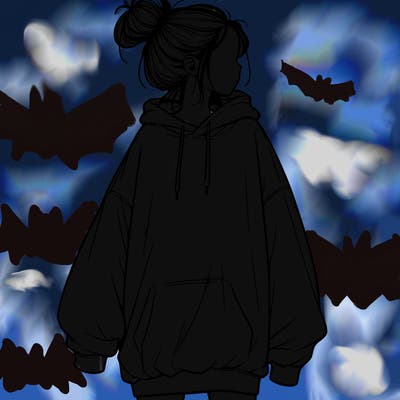 realistic girl with a oversized sweatshirt on and a bun