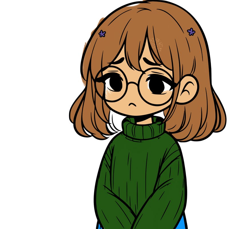 sad girl with glasses in a sweater