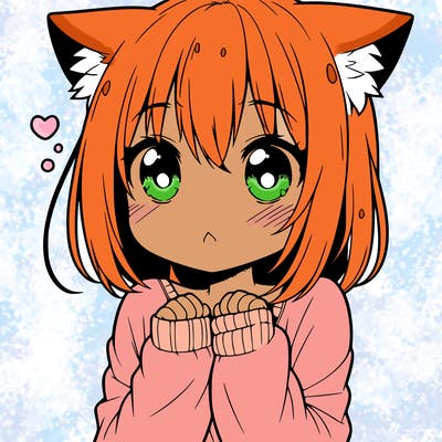 shy anime catgirl