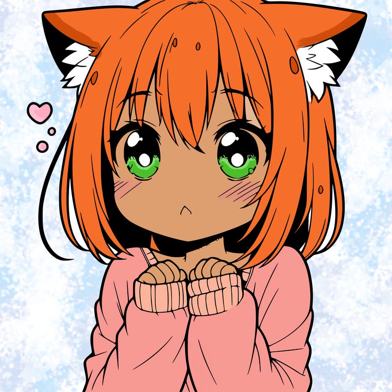 shy anime catgirl